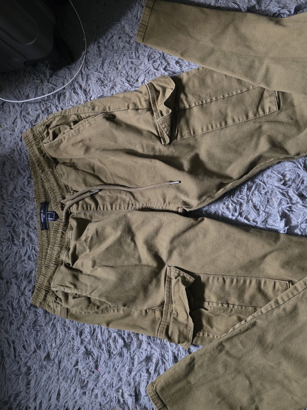Men's Olive Tan Cargo Jogger Pants - Elastic Waist Forever21
